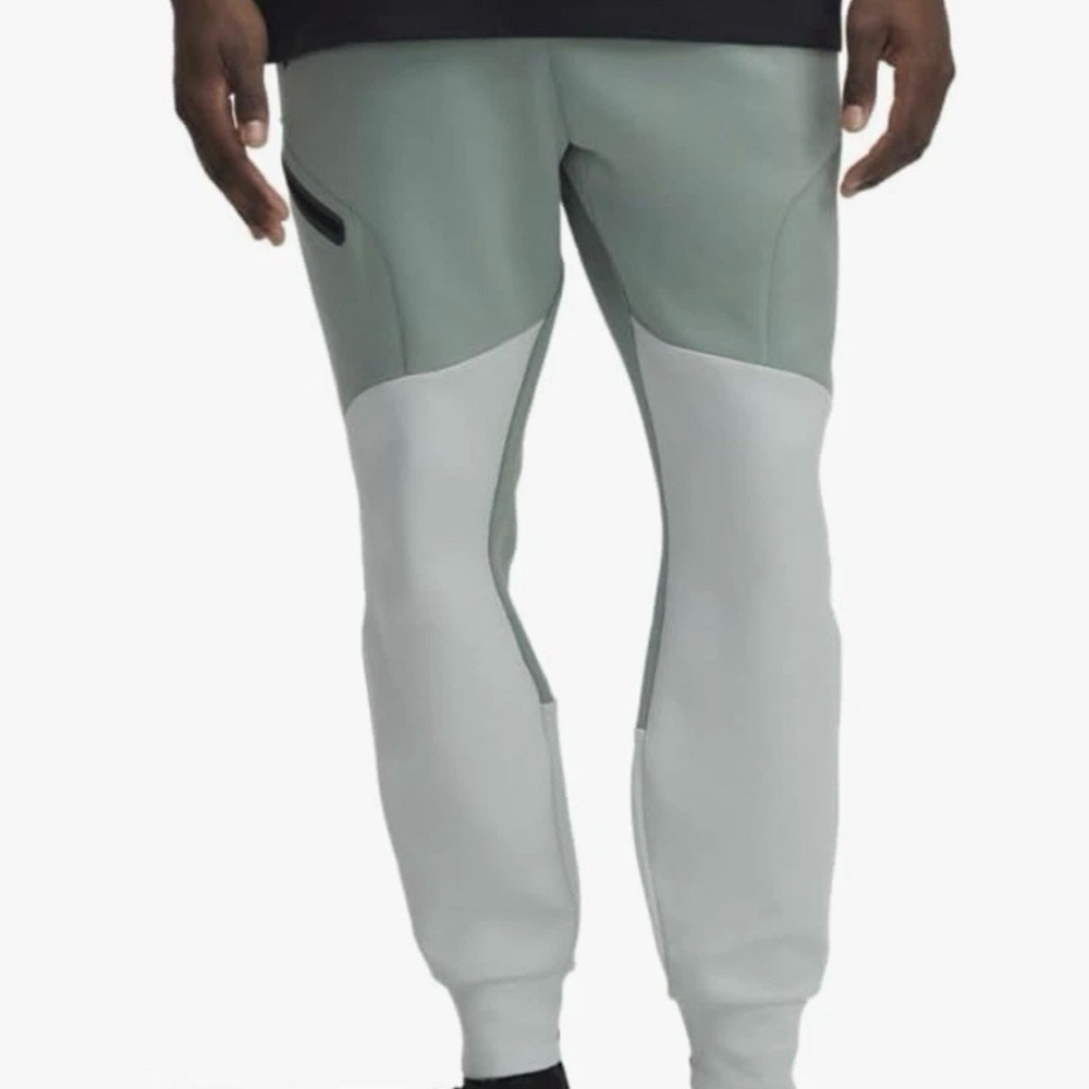 Under Armour Jogger Pants Men's Green Light Gray Athletic Fit Elastic Waist